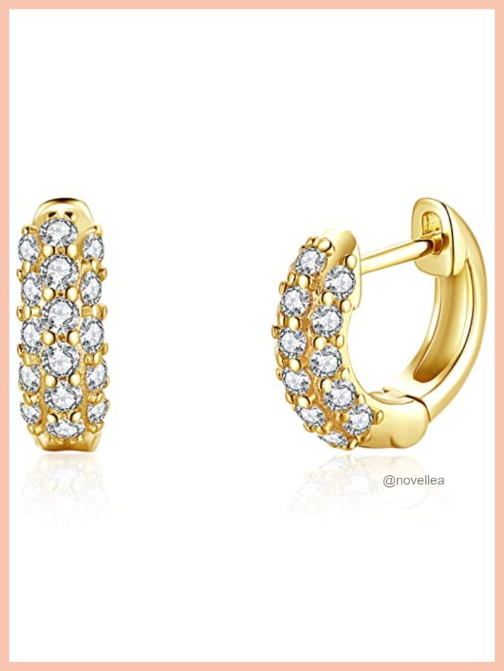18K Gold Vermeil CZ Pave Thick Huggie Hoop Earrings for Women